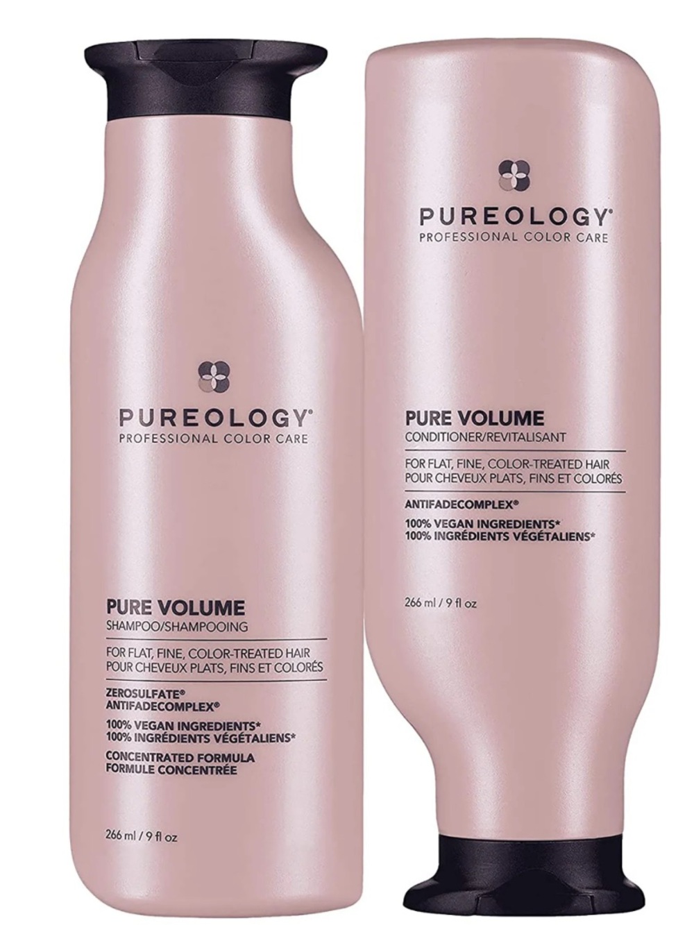 Pureology Pure Volume Shampoo & Conditioner - Dusty Pink Bottles